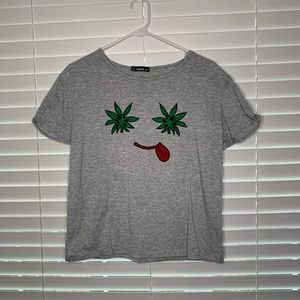 Grey Pot Leaf Smiley Face Shirt